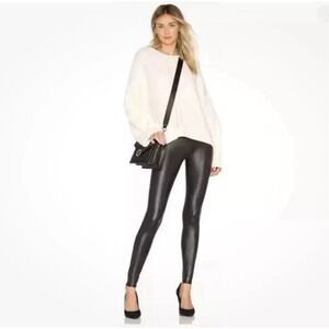 Spanx Womens Faux Leather Leggings Size‎ Small Black Coated